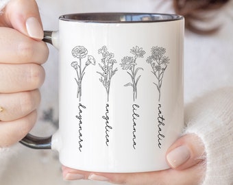 Mom Birth Flower Mugs Custom Name Mugs For Her Plant Lover Mama Coffee Mugs Floral Mugs Christmas Mugs Unique Birth Month Flower Mugs 2765