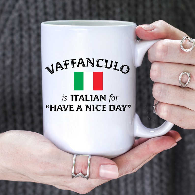 Vaffanculo Coffee Mugs Funny Swear Cup Gifts Sarcastic Italy Ceramic Mugs Italian Friend Birthday Italiano Profanity Have A Nice Day 165 All White 15 oz