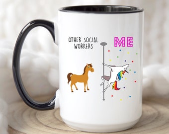 Social Worker Coffee Mugs MSW Gifts Social Care Coffee Cups Funny Unicorn Tea Cups Child Protection Mugs Appreciation Cup For Counselors 832
