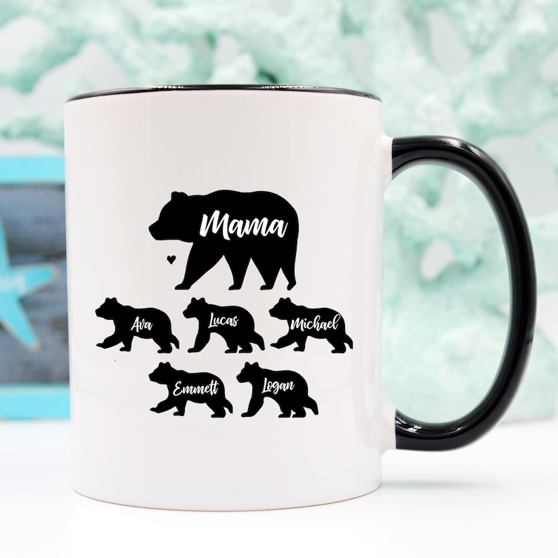 Mama Bear Coffee Mug Christmas Gift from Daughter Mom Gifts for Mom Gifts from Son Gift from Husband Gift from Kids Black Handle 11 oz