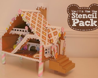 Gingerbread Hamster House Printable Stencil Pack