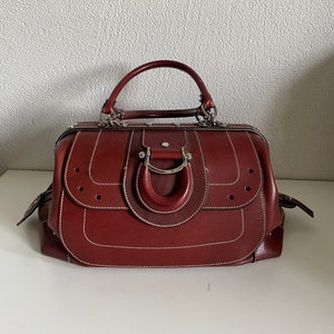 Authentische Designer Vintage Aigner Bordeaux Leder Handtasche