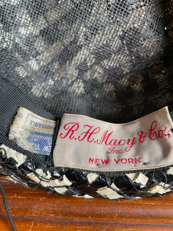 1940s vintage black and white tilt hat bast by  R… - image 5