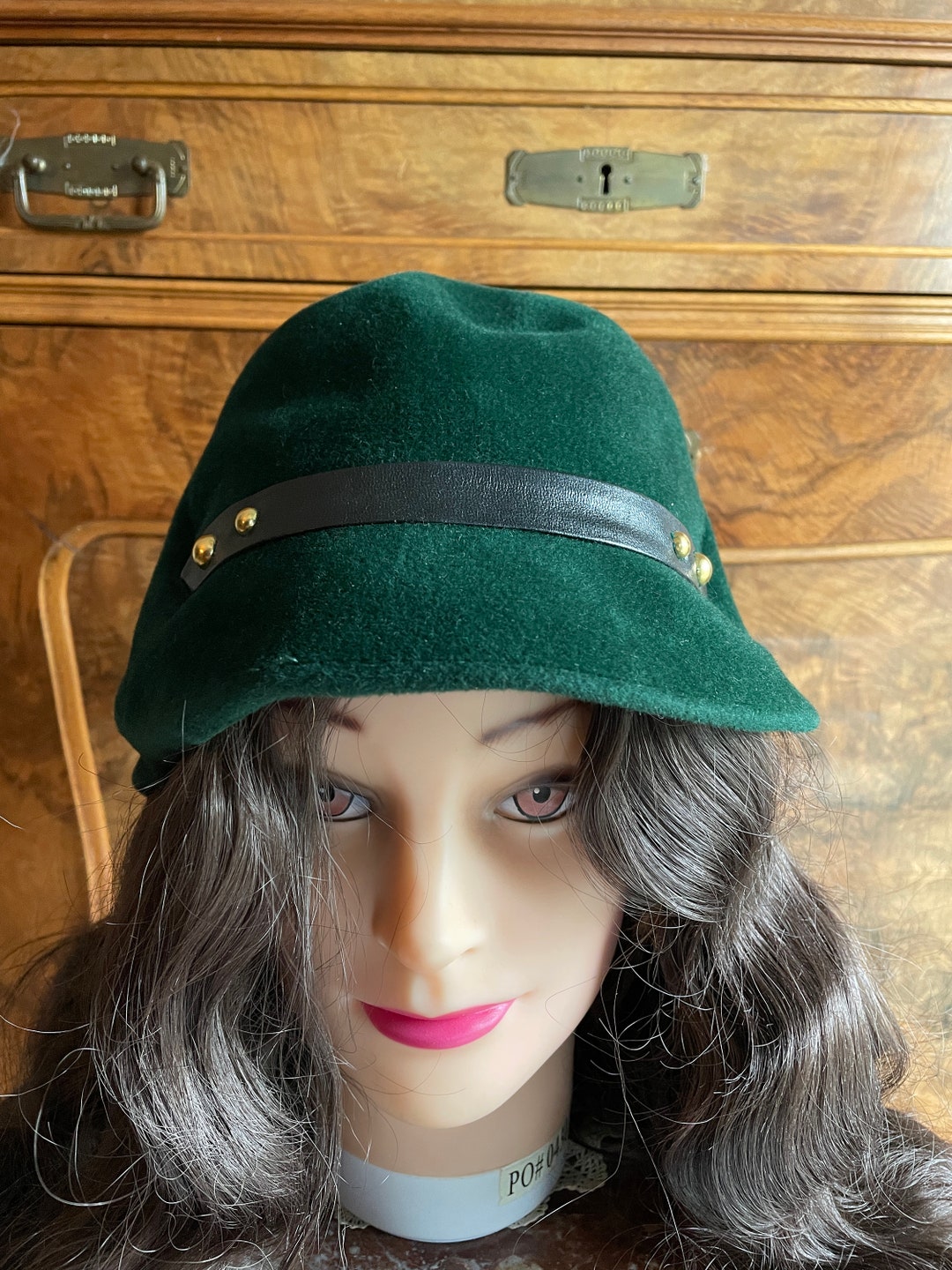 1950s 60s Vintage Green Hat With Leather Band Sports Hat Etsy
