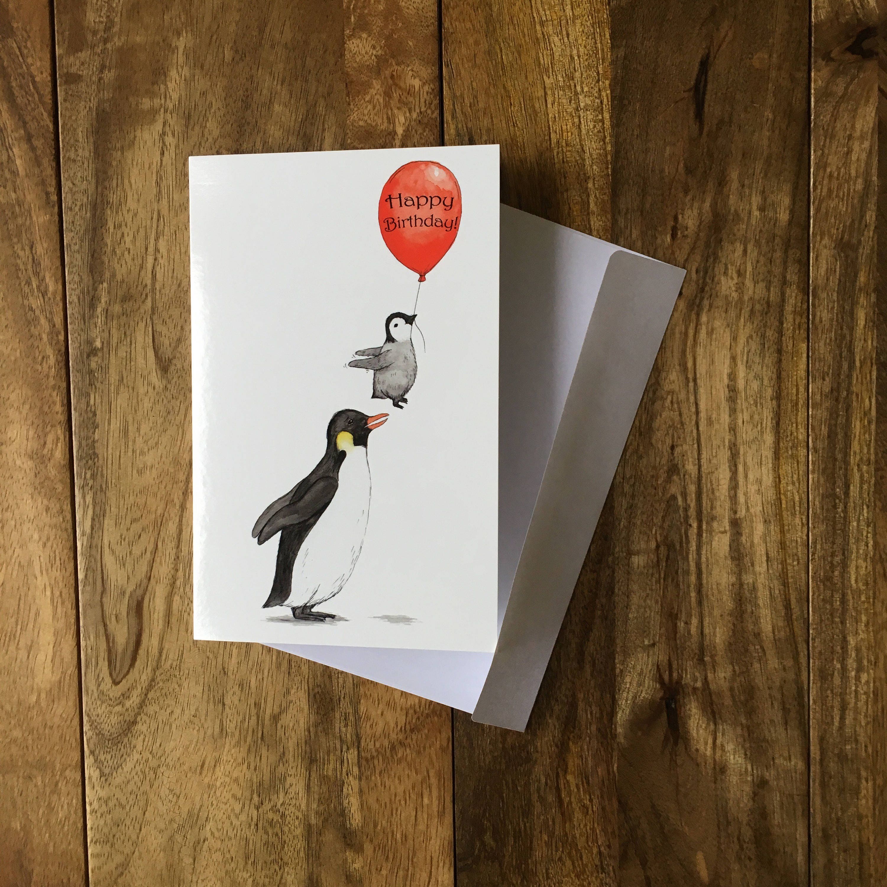 Penguin Birthday Card | Etsy