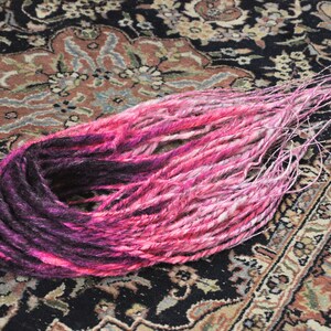 Set of 40 double ended handmade pink and purple ombre synthetic dreads