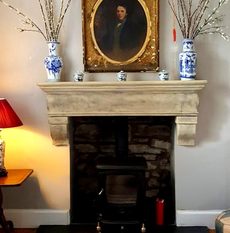 Floating Mantel Shelf With Corbels Chunky French Farmhouse Etsy