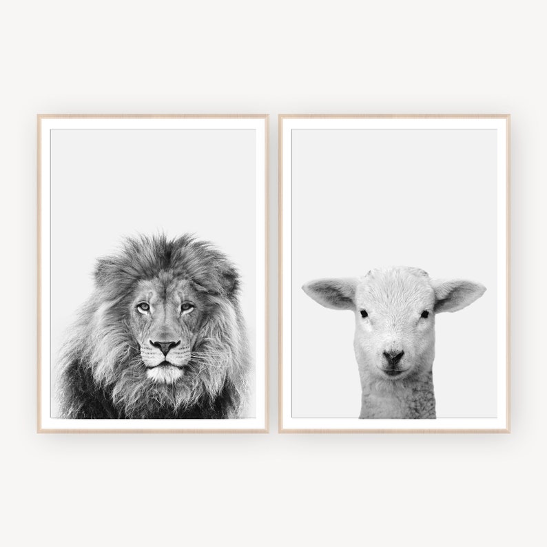Lion and Lamb Wall Art Lion Print Home Decor Animals Wall Etsy