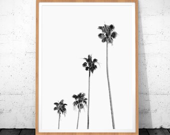 Palm Tree Print, Black And White Prints, Digital Download, Minimalist Art, Palm Tree Art, Modern Art, Tropical Art Decor, Palm Tree Decor
