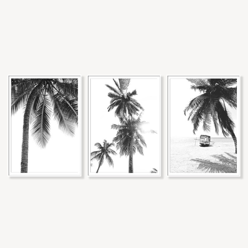 Palm Tree Prints Set of 3 Prints Digital Download Wall Art Etsy