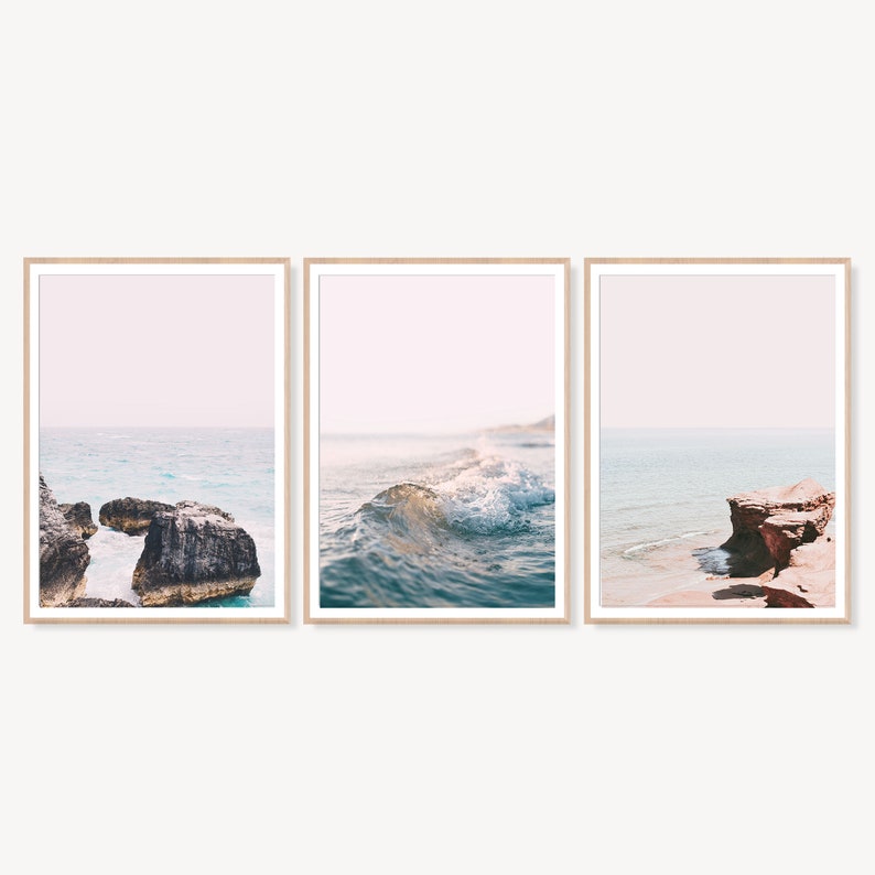 Beach Printsset Of 3 Printswall Decorprints Setcoastal Etsy