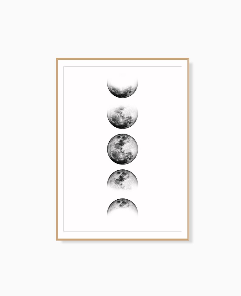 Moon Phaseswall Artlunar Phases Printprintable Artmoon | Etsy