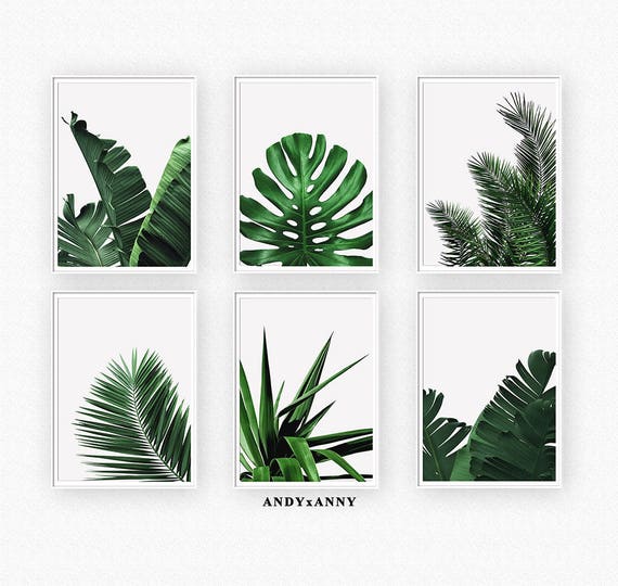 Palm Leaf Print Set Leaves Printable Set of 6 Prints | Etsy