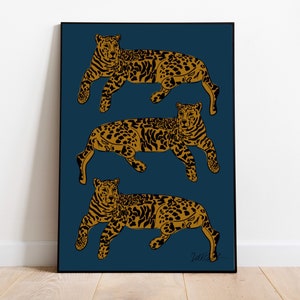 Leopard Navy and Gold Art print - Wall art / Home Decor