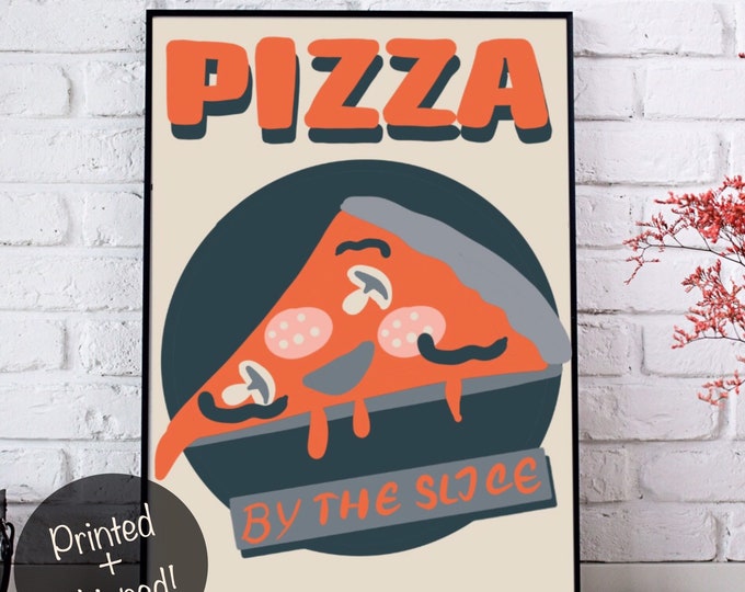 Retro Kitchen Diner Print - A4 Pizza Print, food art