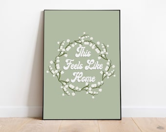 Sage Green Wall Art Prints | Grey Green Prints | Kitchen Prints | This Feels Like Home | Typography Quote Print | Living Room Wall Decor