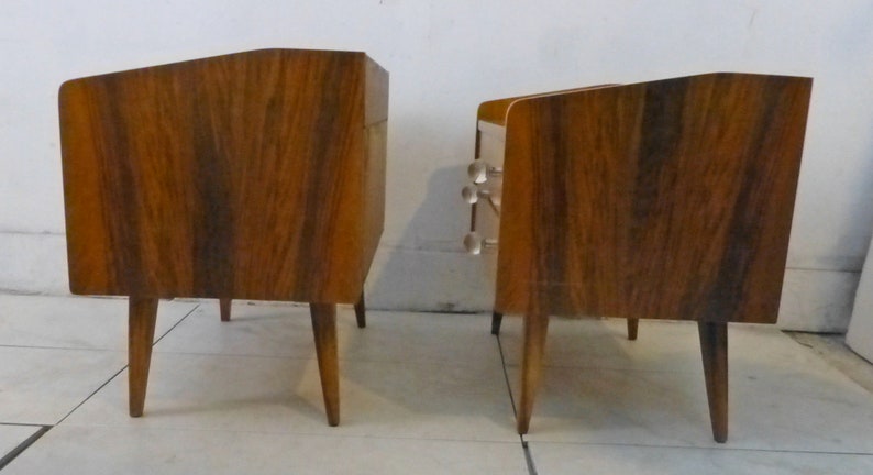 Danish Modern Compact Night Stands End Tables \u2013 Perfect for Small Spaces Rosewood Scandinavian Design 1950s Art Deco