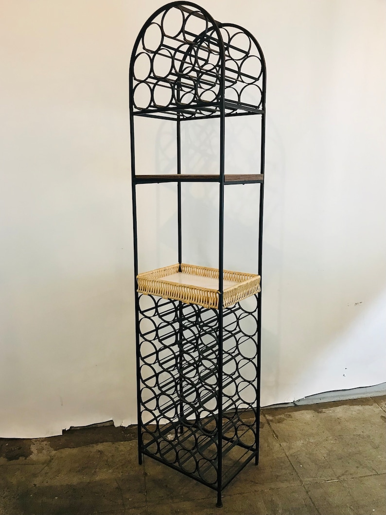MCM Arthur Umanoff Iron Arched Wine Rack Woven Two Shelves - Etsy