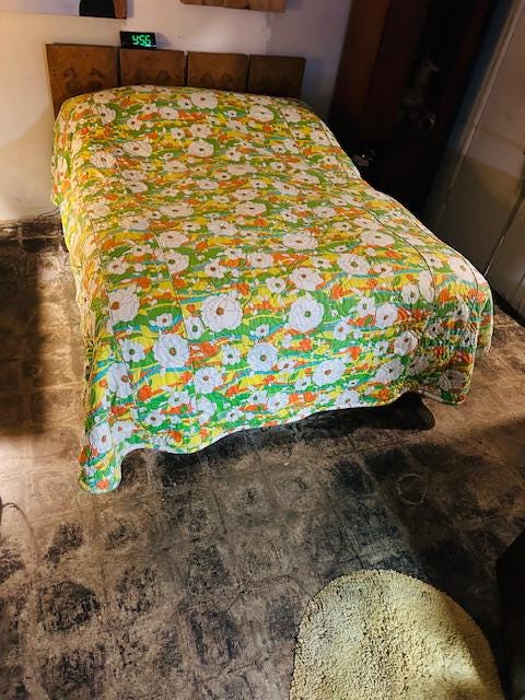 1960s Fieldcrest Flower Power Comforter Duvet Cover Peter Max Era MCM wow! Queen Size