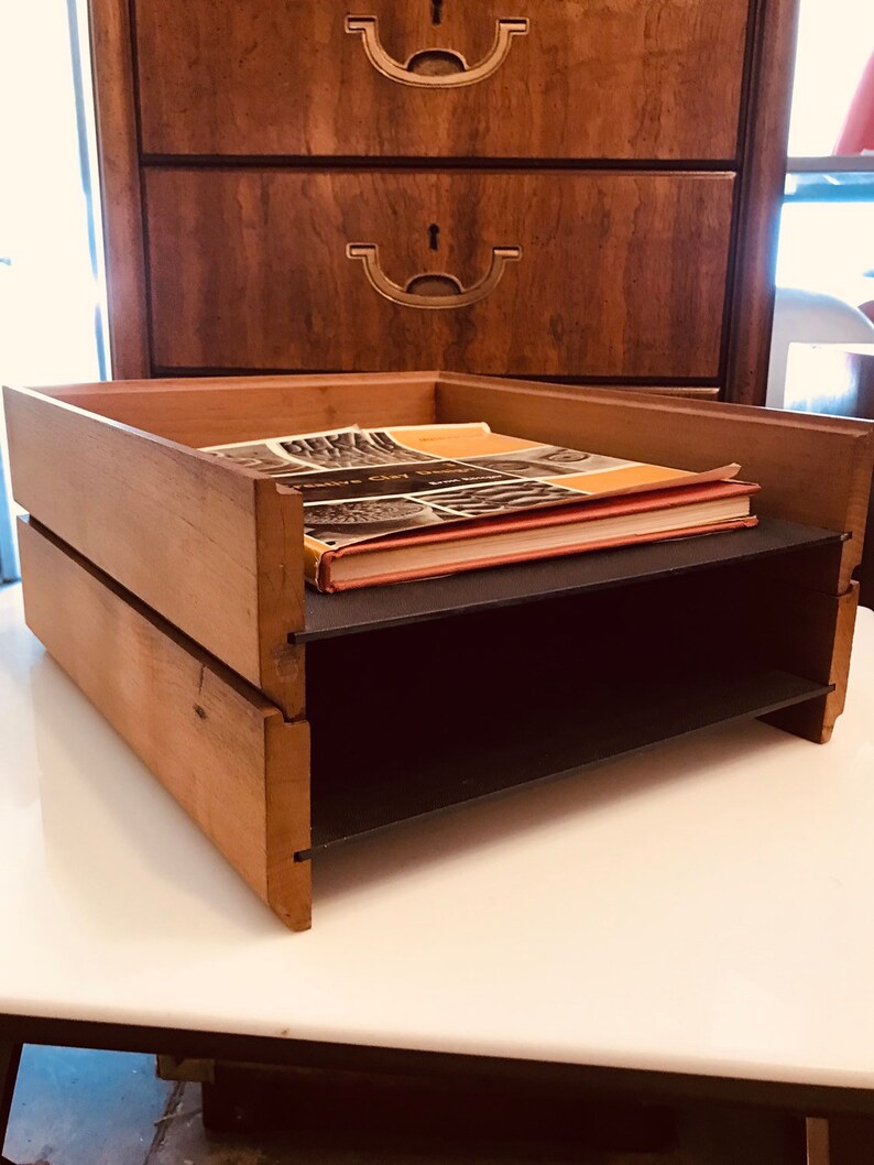 Walnut Stacking Desk Trays R W Shields Peter Pepper Era Madmen Marvellous Mrs Meisel Gardena Ca Mid Century Modern 1960s