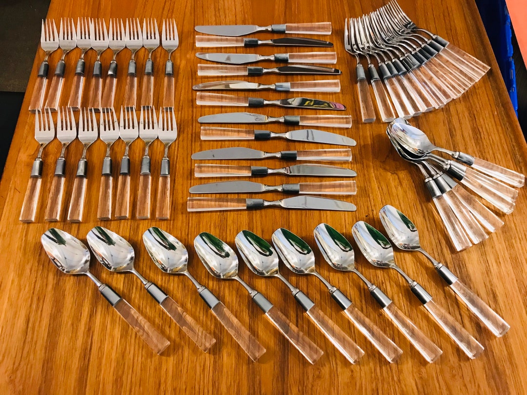 Supreme Cutlery Towle Lucite Stainless Flatware Set 54 Pcs Etsy