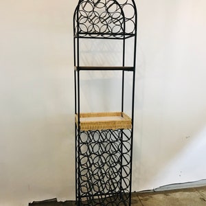 MCM Arthur Umanoff Iron Arched Wine Rack Woven Two Shelves