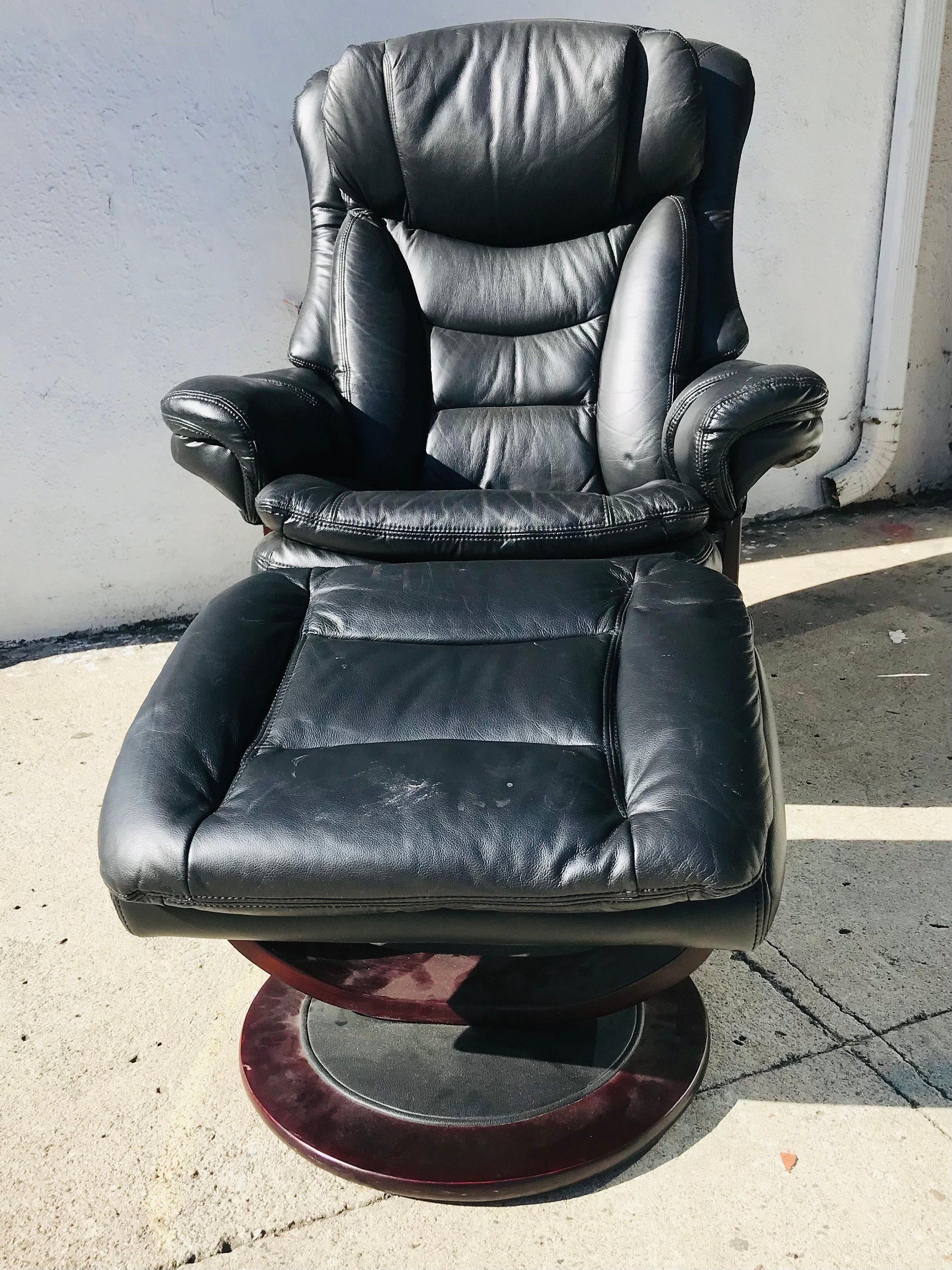 Lane Angelo Leather Black Leather Ergonomic Recliner Ottoman Etsy