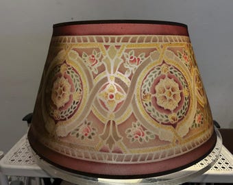 Fantastisk antik signerad Rembrandt lampskärm i metallnät, art deco, rund, avsmalnande