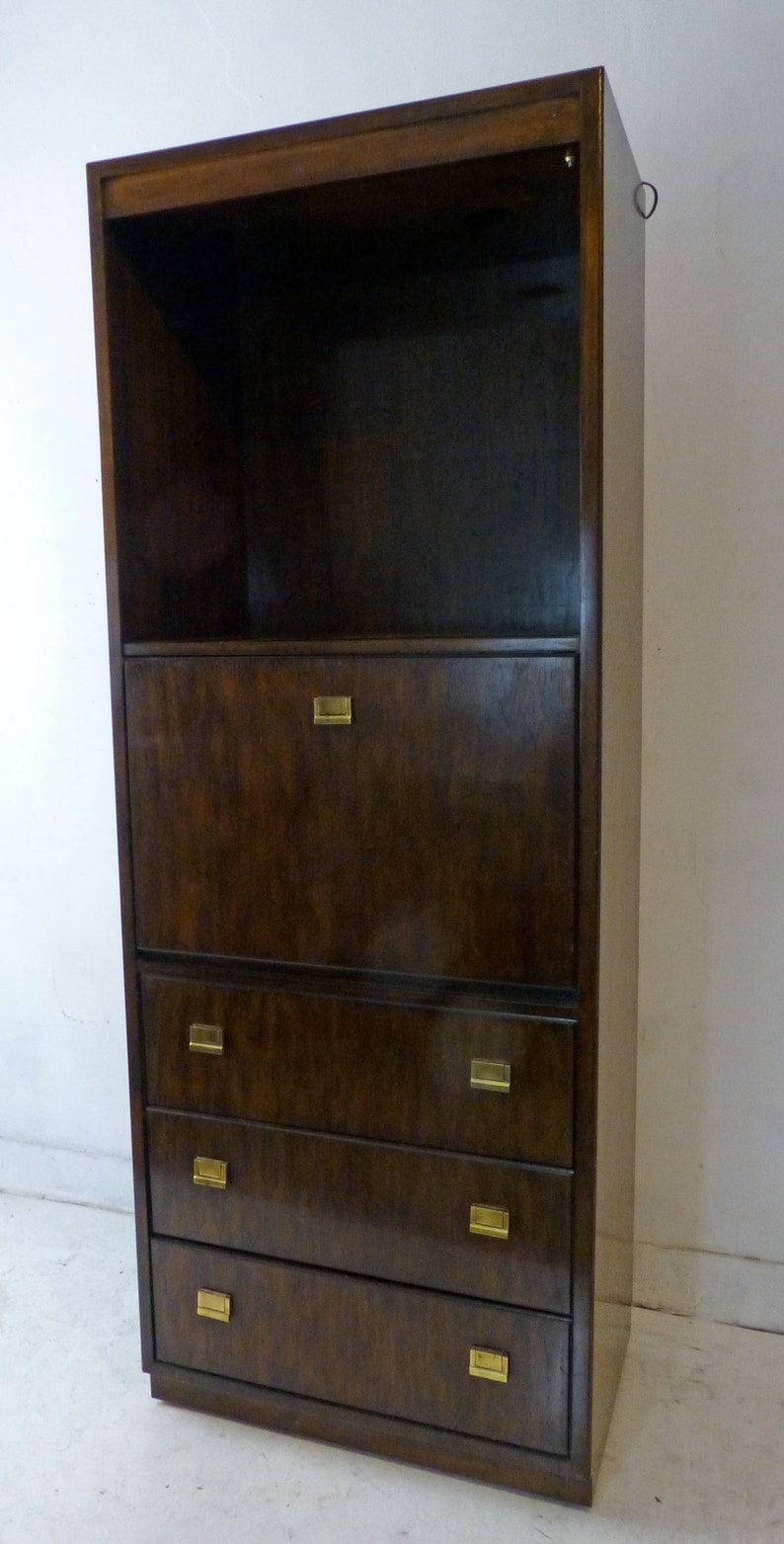 Mid Century Modern Drexel Tall Narrow Bar Cabinet Dresser Edition Line Hollywood Glam