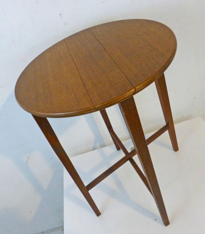 Vintage Danish Modern Teak Side Table Mid Century Folds Up Perfect For Small Spaces