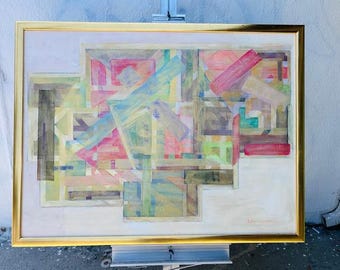 Orignal Abstract Cubist Painting Oil on Canvas Large Scale Signed