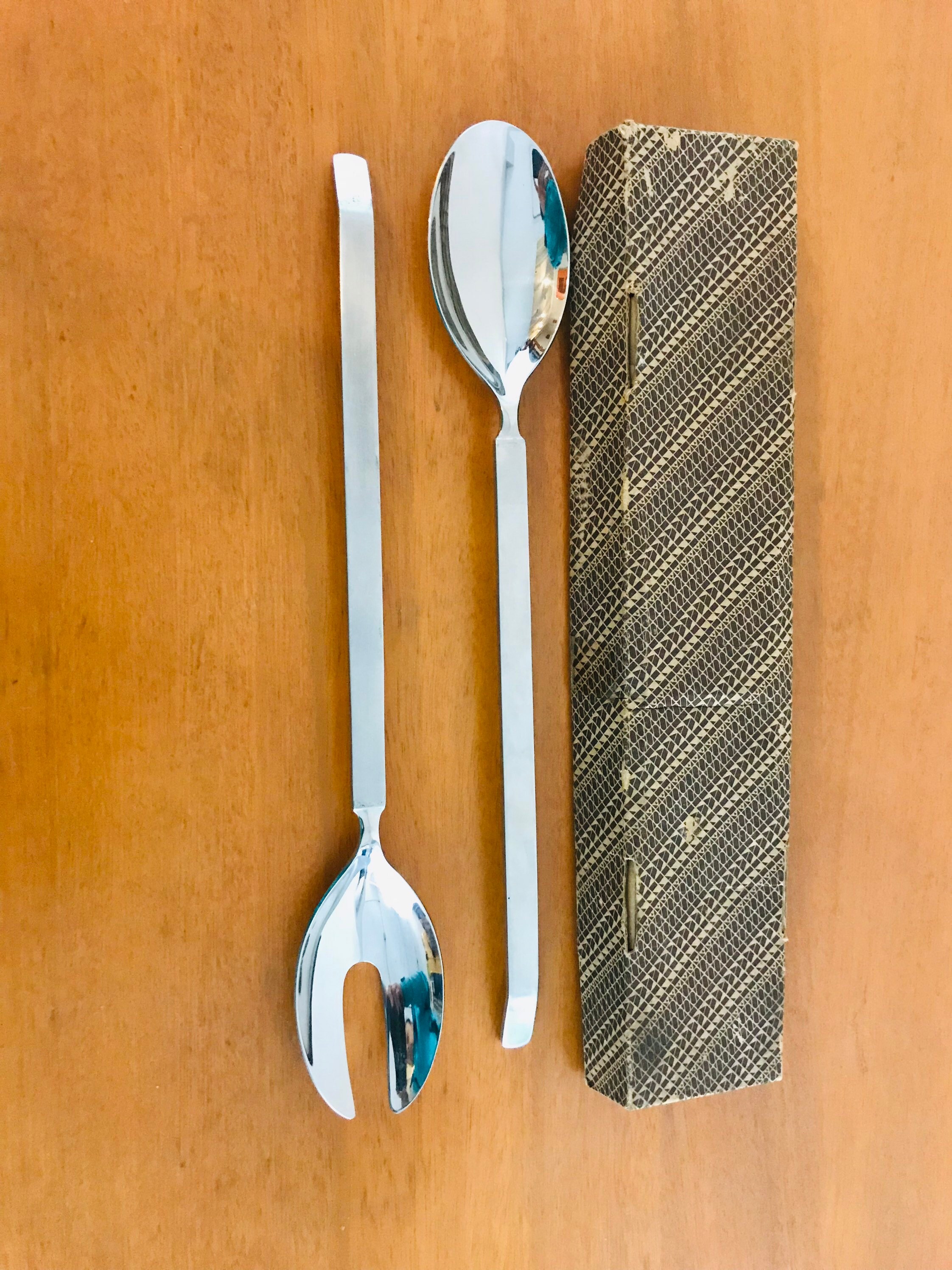 Alessi Dry Posate Per Insalata, Design Achille Castiglioni, Acciaio Lucido Con Manico Satinato - Lunghezza 30 Cm