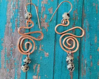 Copper wire Geometric design Dangle Earrings