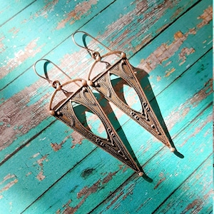 Copper Dangle Earrings/Rustic Design