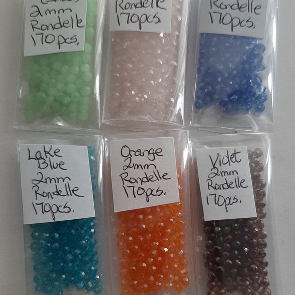 2mm Rondelle Crystals, Jewelry Supplies, Crafting Supplies