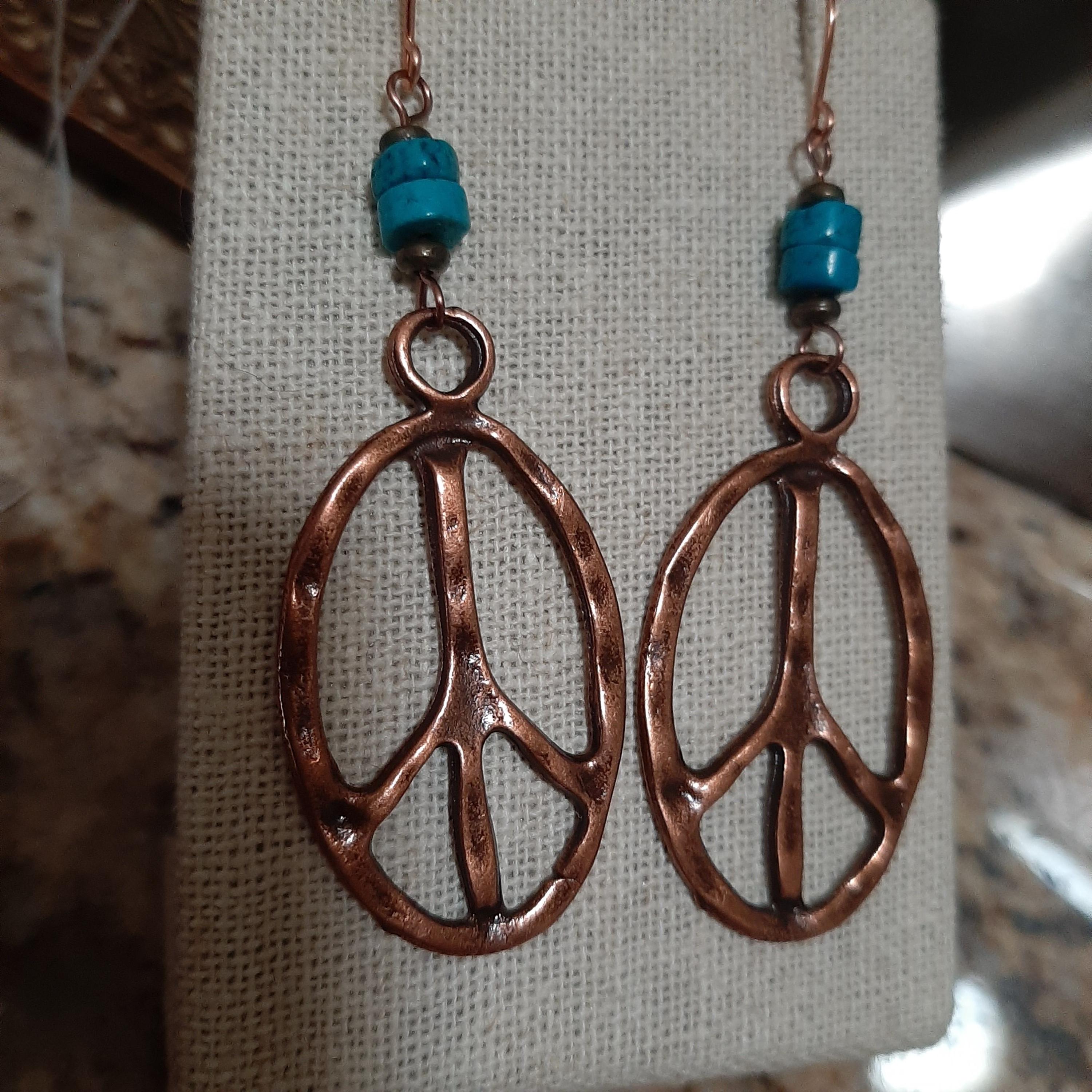 Peace Sign Earrings COPPER - Etsy