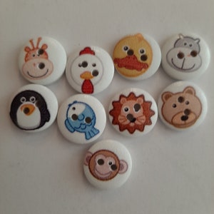 Animal buttons, wooden buttons, crafting supplies