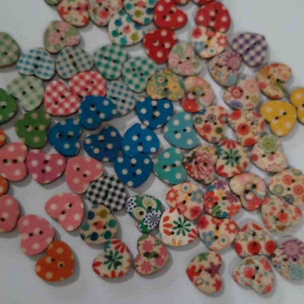 Buttons wooden heart shaped, Sewing, Craft Scrapbook, Assorted Styles, Art Projects