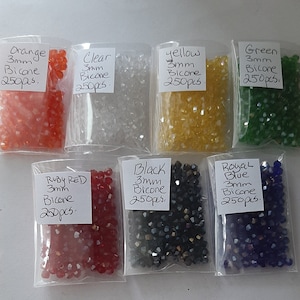 3mm Bicone 250/125pcs.Crystals, Jewelry Supplies, Compatible with Swarovski, High Quality/ AB.