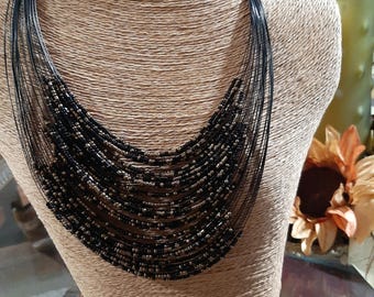 Necklace SET, Matching Earrings Holiday gift set, Jewelry gift set, black & gold