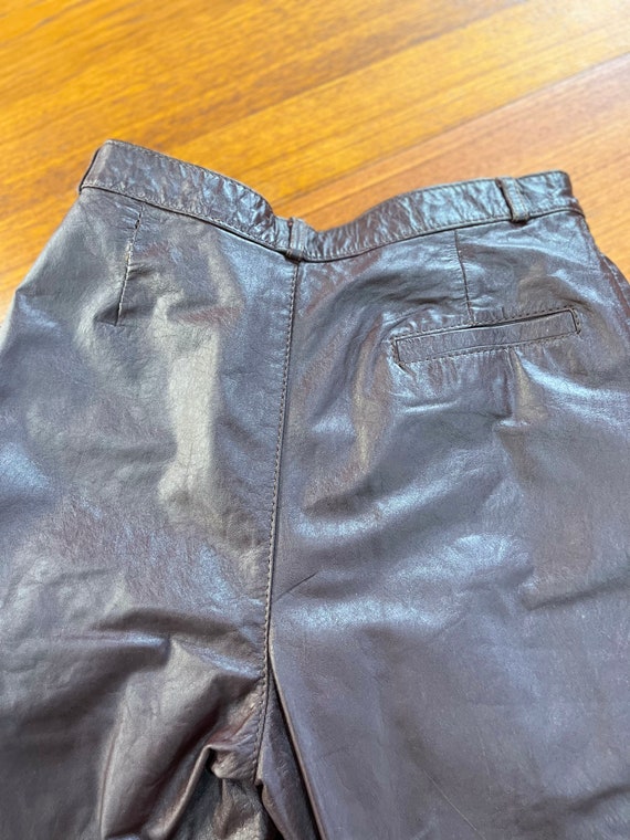 1980s Brown Leather Pants - image 6