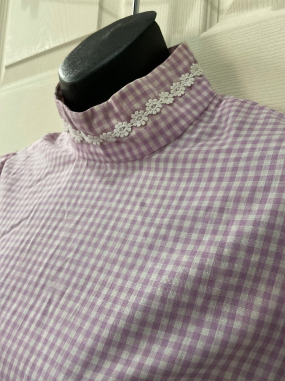 Purple gingham prairie dress.