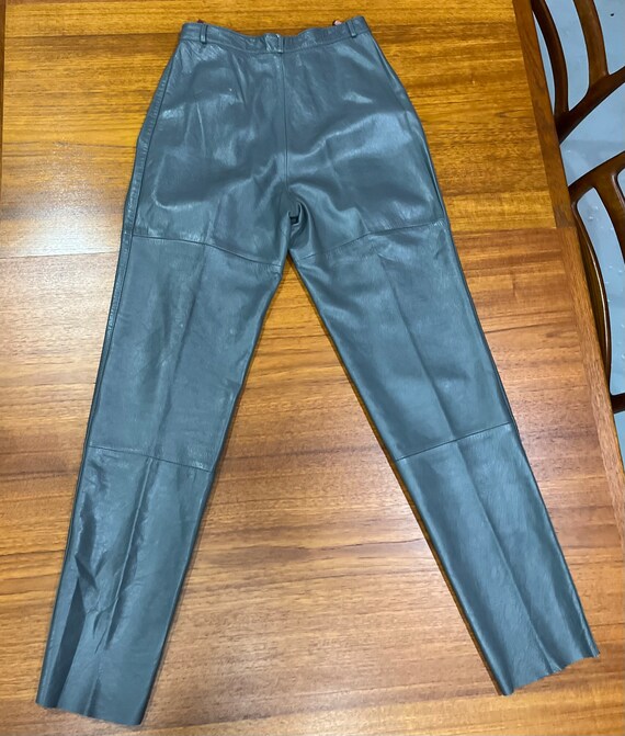1980s Grey Genuine Leather Pants - image 2