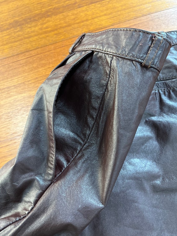 1980s Brown Leather Pants - image 4