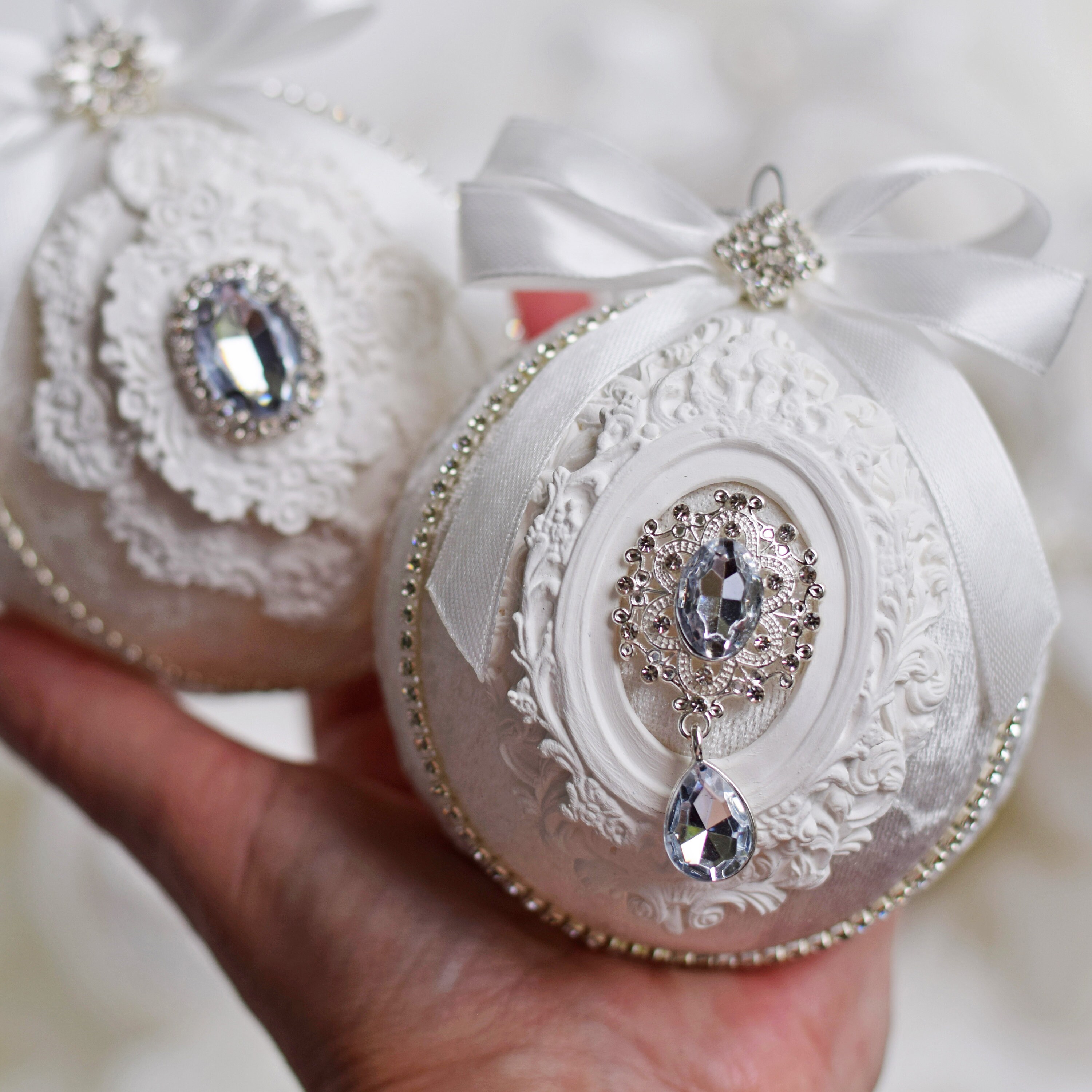 Christmas Rhinestones Ornaments Handmade Christmas Balls - Etsy UK