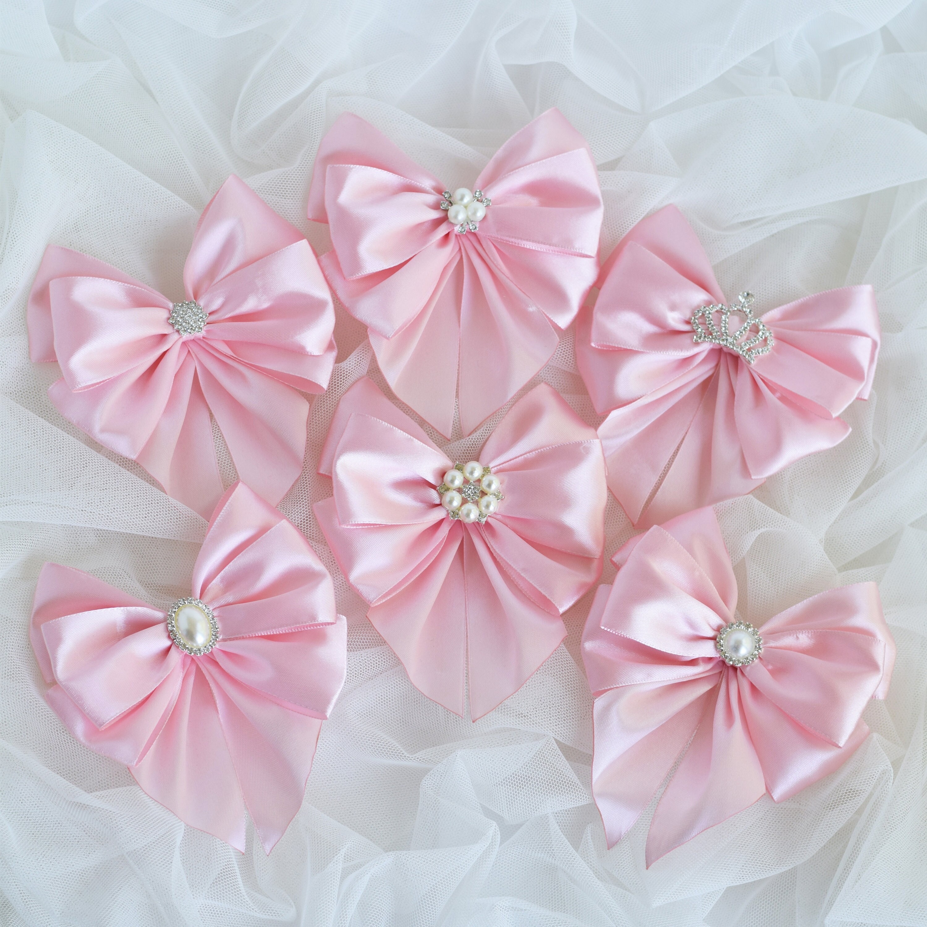 Christmas Tree Bows Satin Tree Bows Xmas Pink Powder Bows Etsy