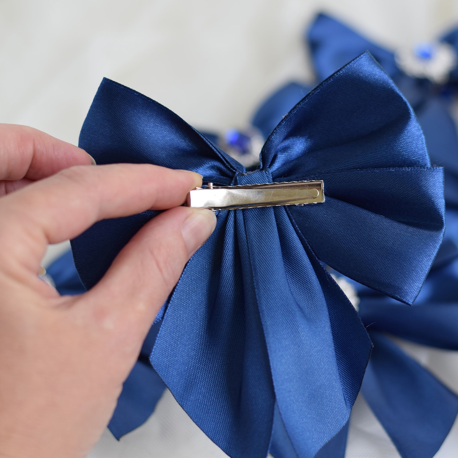 Christmas Tree Bows Satin Tree Bows Xmas Navy Blue Bows Etsy