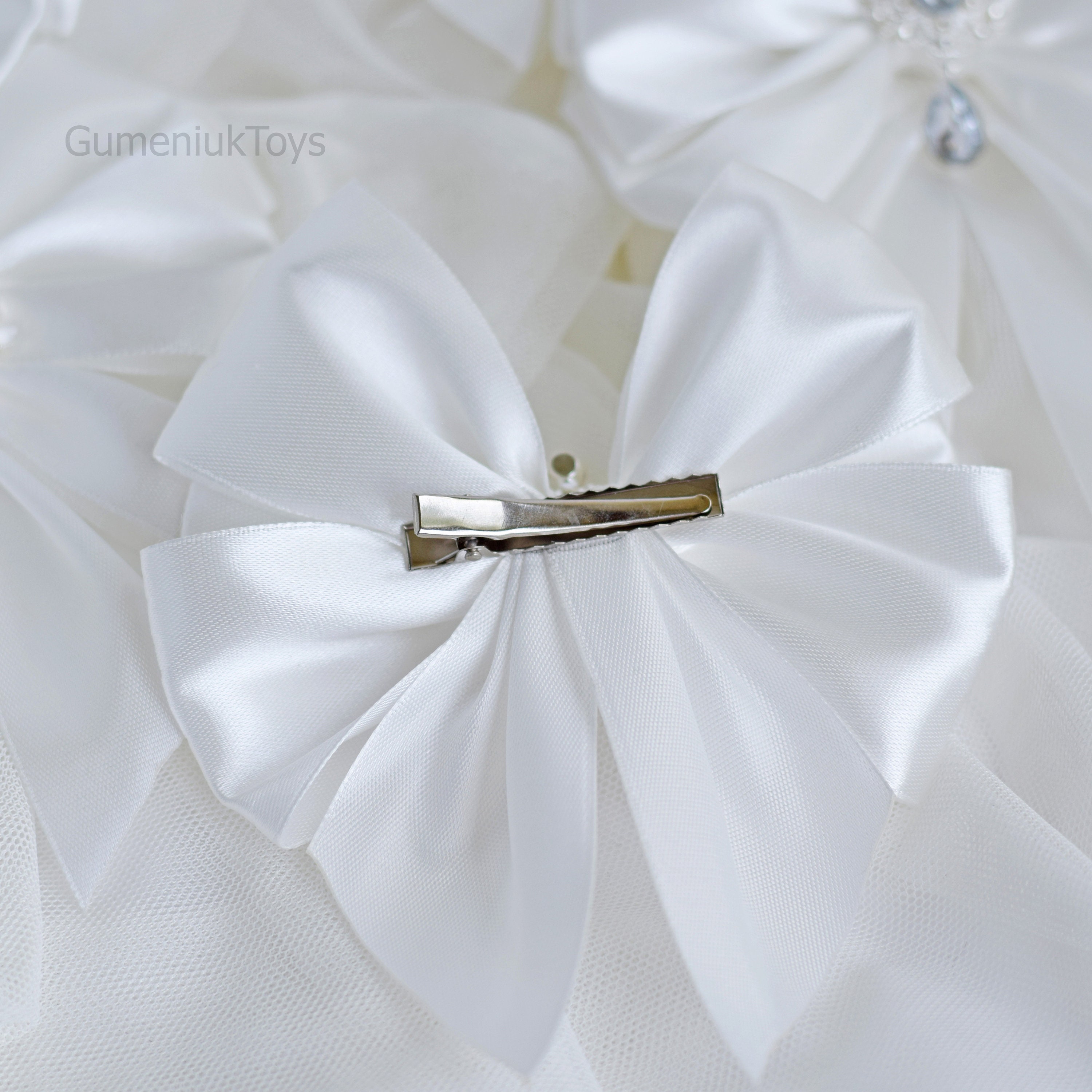 White Christmas Tree Bows 