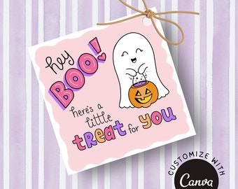 Hey Boo Halloween Printable Gift Tags for Party Favors, Classroom Treat Bags, Cookie Bags, Boo Baskets, Spooky Baskets, Trick-or-Treat Bags