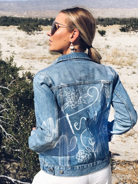  Custom  Jean  Jacket  Custom  Lettering Vintage Denim Jacket  